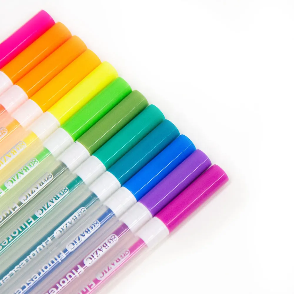 12Pc Gel Pens Bright Neon Colored Fluorescent Art School Sketch Drawing Coloring