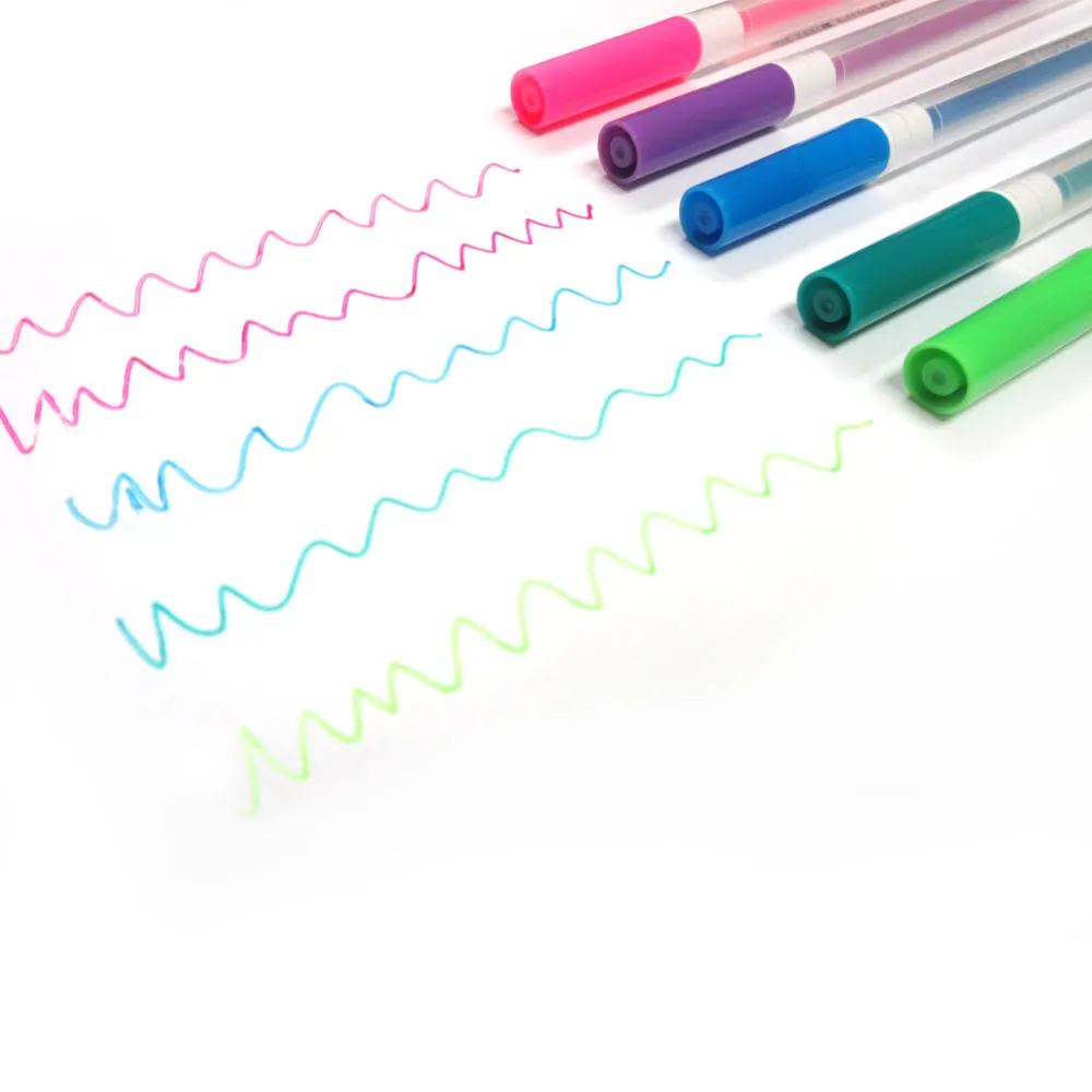 24Pc Bright Neon Colored Gel Pens Fluorescent Art School Sketch Drawing Coloring