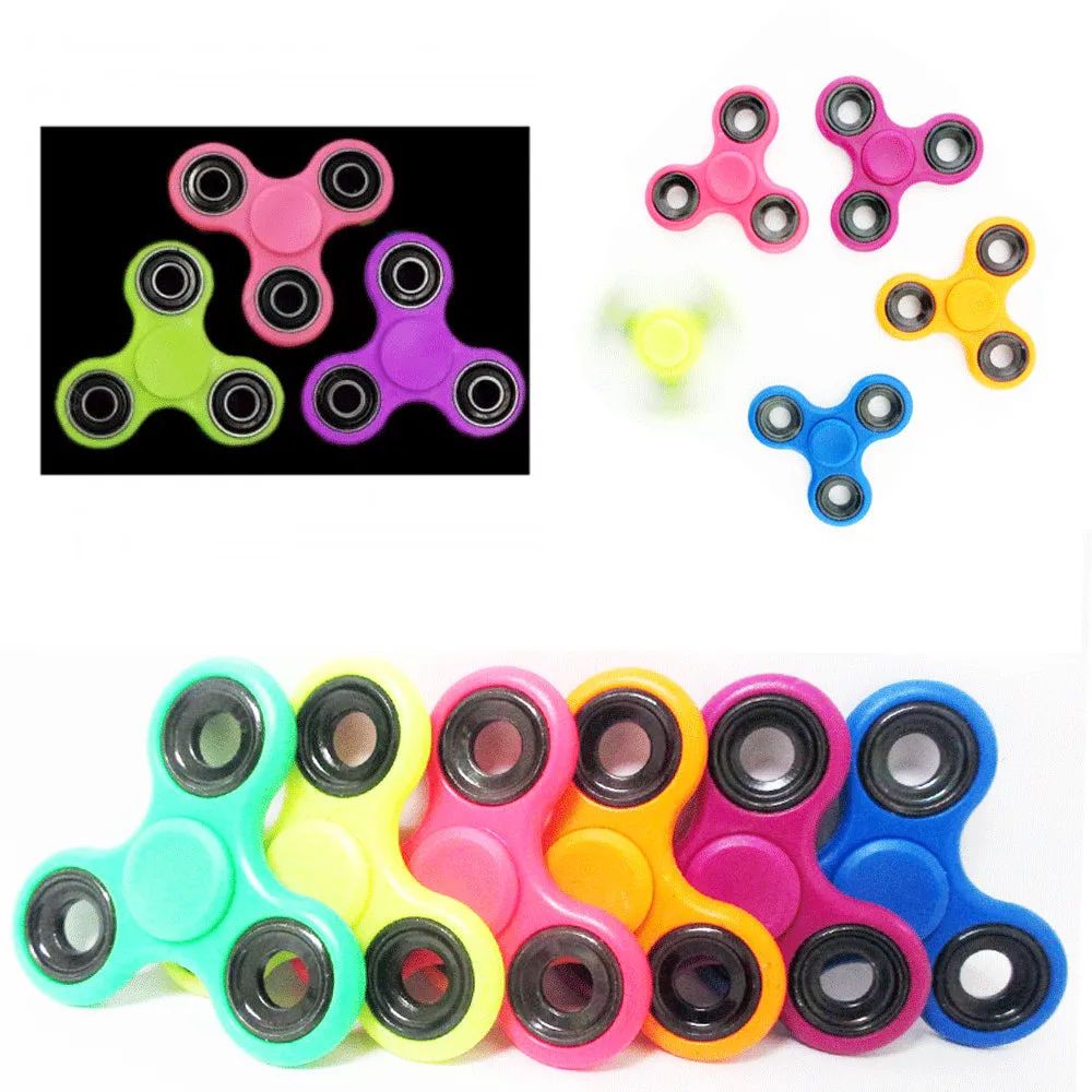 3 Fidget Tri Spinner Neon Hand Focus ADHD Desk Toy Stocking Stuffer Pocket Gyro