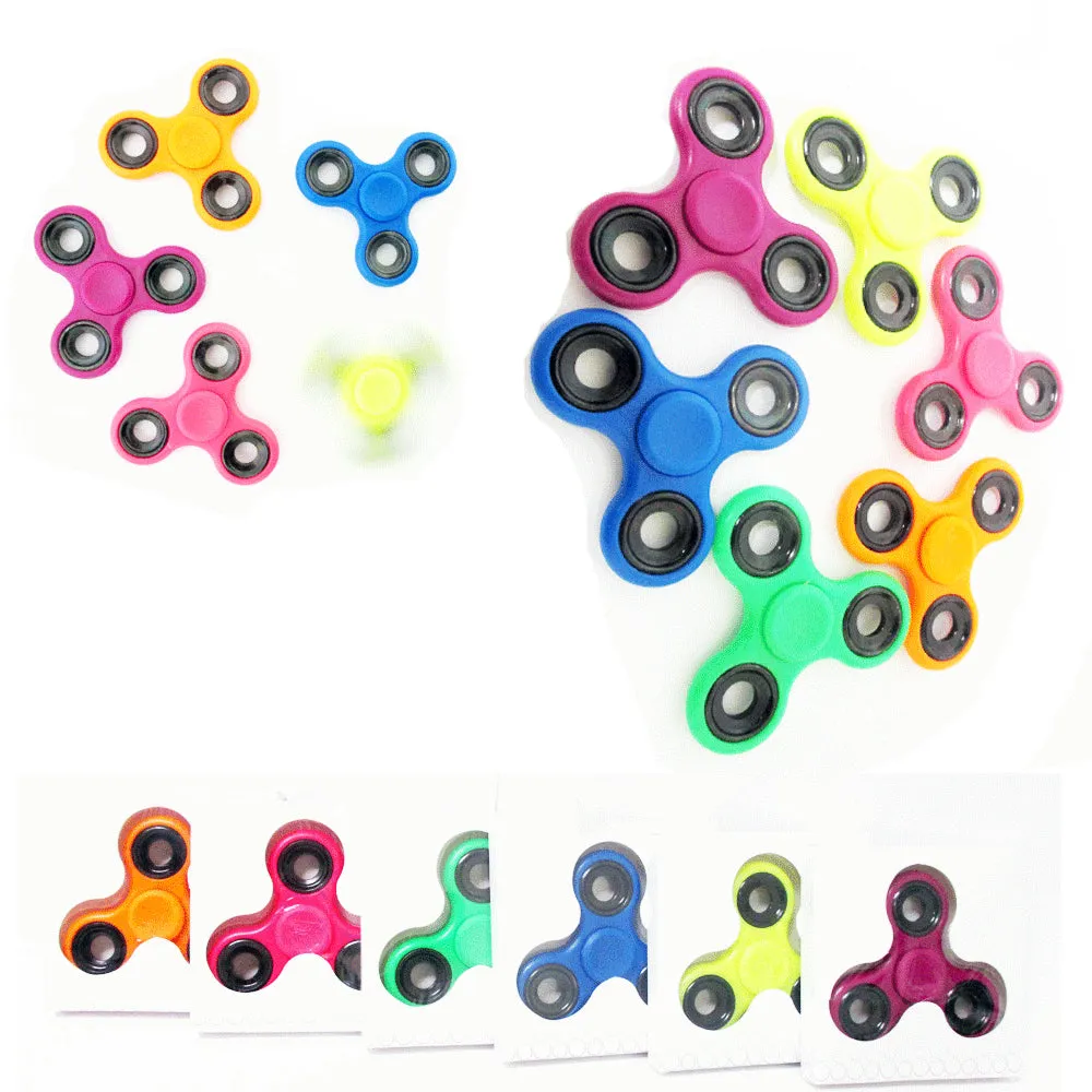 3 Fidget Tri Spinner Neon Hand Focus ADHD Desk Toy Stocking Stuffer Pocket Gyro