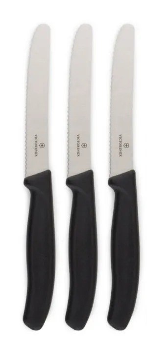 3x Victorinox Standard Wavy Edge Steak & Tomato Knife | Black
