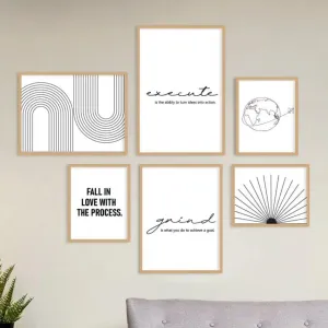 Abstract Frame Black & White Modern Design | Set of 6