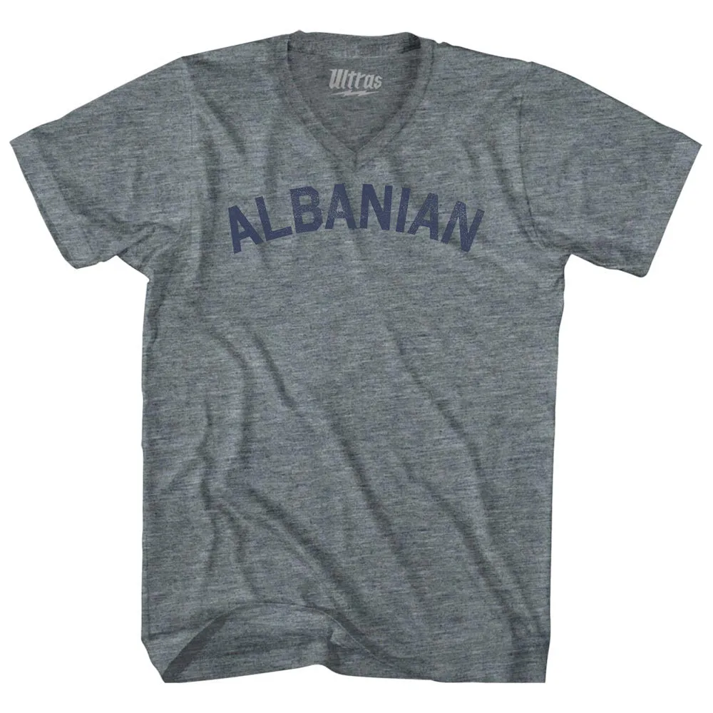 Albanian Tri-Blend V-neck Womens Junior Cut T-shirt