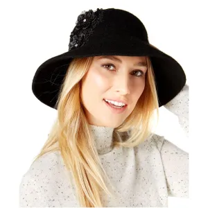 August Hats Company Womens Appliqu Floppy Hat (Black, One Size)