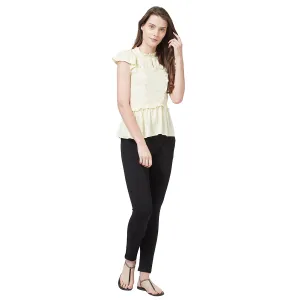 Beige High Neck Peplum Top