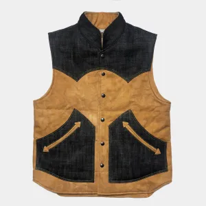 BZEN M.3009-CARLOS REGULAR FIT 4 POCKET COLOR BLOCK QUILTED VEST-INDIGO-SIENNA