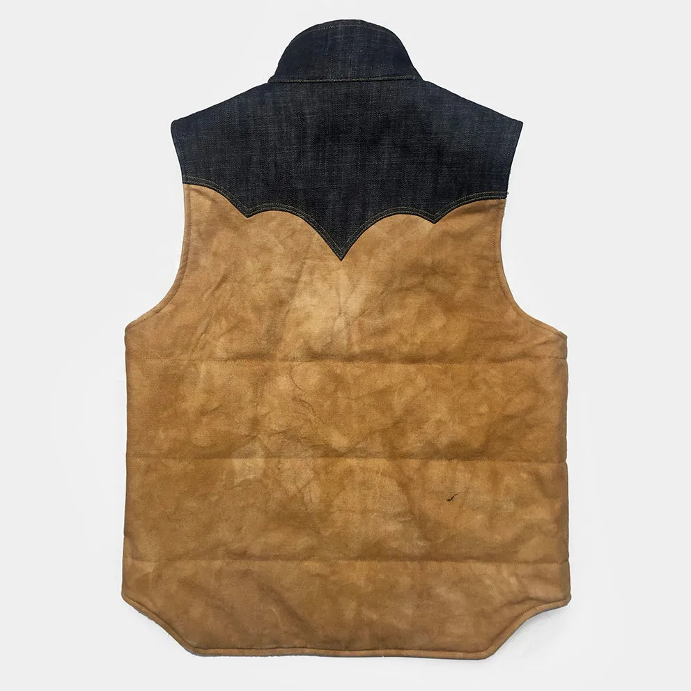BZEN M.3009-CARLOS REGULAR FIT 4 POCKET COLOR BLOCK QUILTED VEST-INDIGO-SIENNA