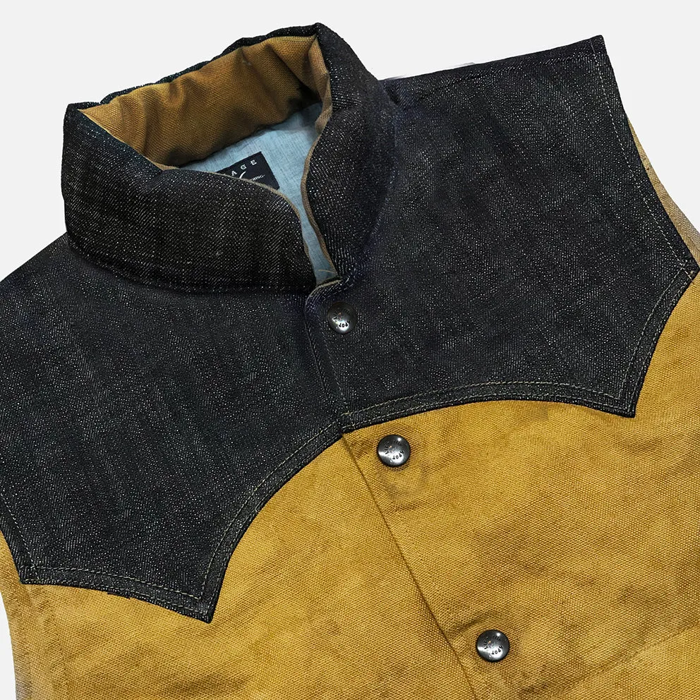 BZEN M.3009-CARLOS REGULAR FIT 4 POCKET COLOR BLOCK QUILTED VEST-INDIGO-SIENNA
