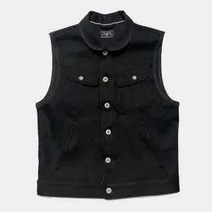BZEN M.3018 SANTOS BB REGULAR FIT 4 POCKET BIKERS VEST BLACK SELVEDGE DENIM-13.8OZ-RAW