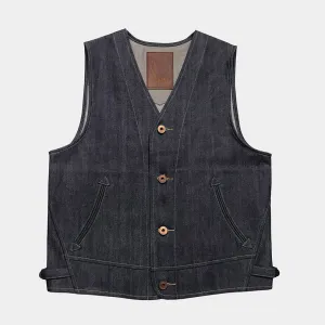 BZEN M.3138-SENOR REGULAR FIT VEST-12oz-RAW INDIGO