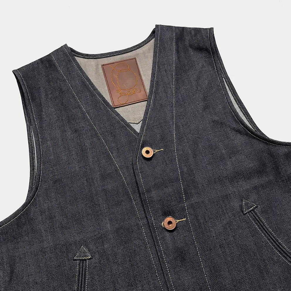 BZEN M.3138-SENOR REGULAR FIT VEST-12oz-RAW INDIGO