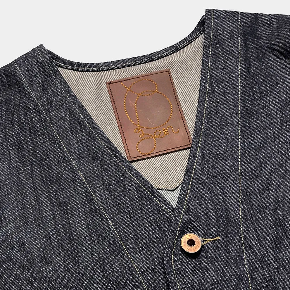 BZEN M.3138-SENOR REGULAR FIT VEST-12oz-RAW INDIGO