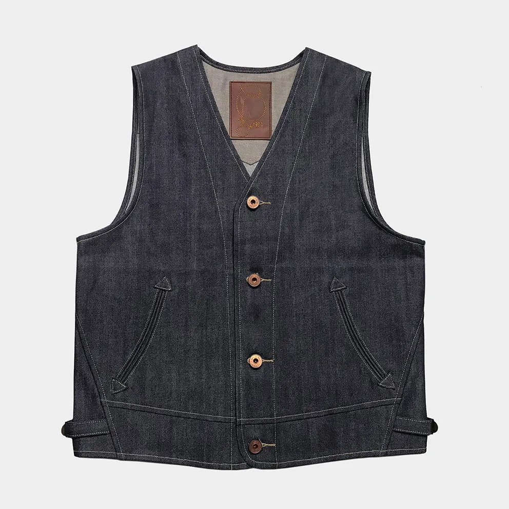 BZEN M.3138-SENOR REGULAR FIT VEST-12oz-RAW INDIGO