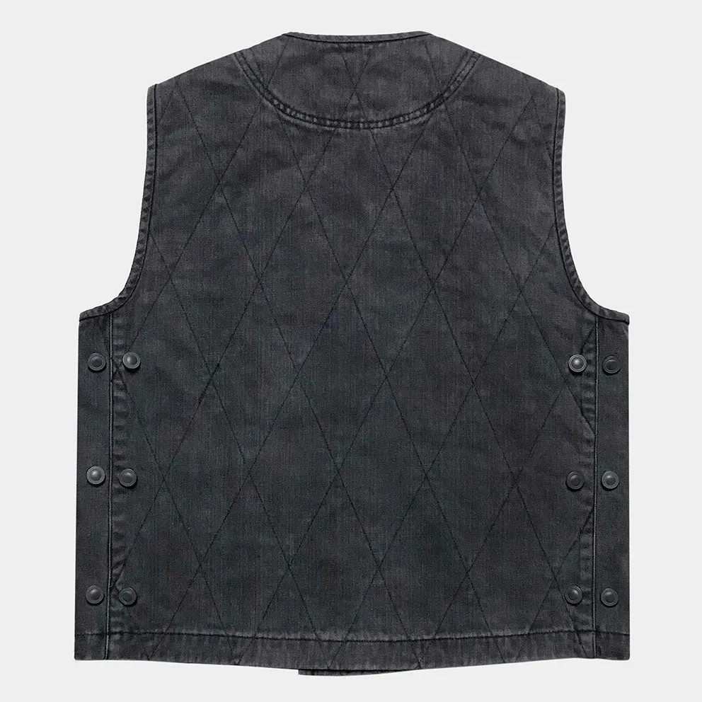 BZEN UNARMY - M.3121 DRAGON REGULAR FIT NAM INSPIRED QUILTED VEST-12oz-BRUSHED BLACK DENIM- E0 CHARCOAL