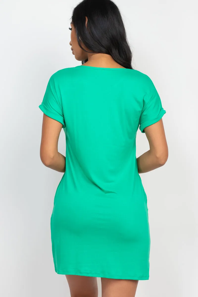Cap Sleeve Pocket Mini Dress