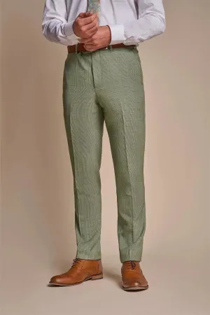 Caridi - Men's Sage Green Checked Trousers