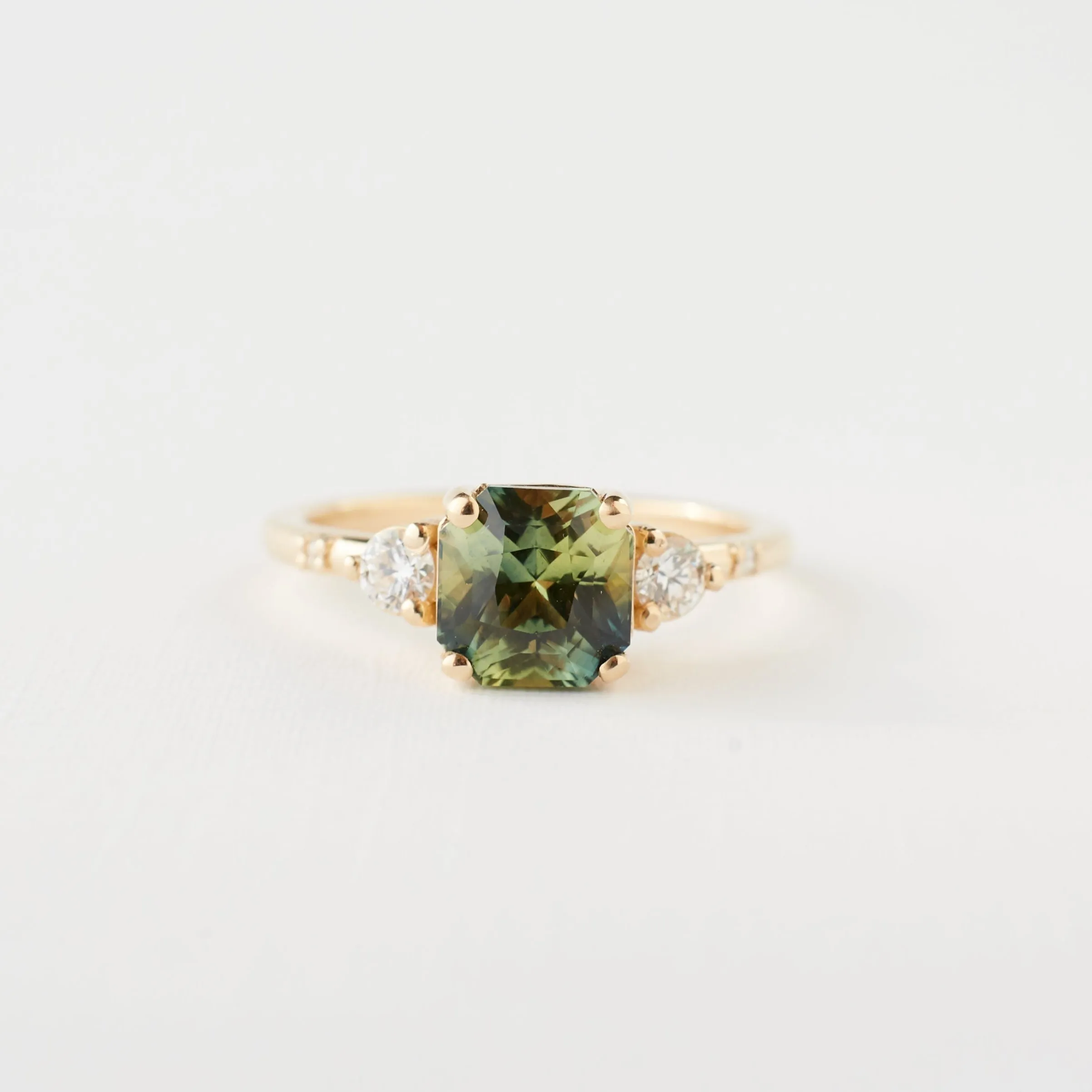 Clio Ring - 2.03 Carat Parti Teal-Green Sapphire