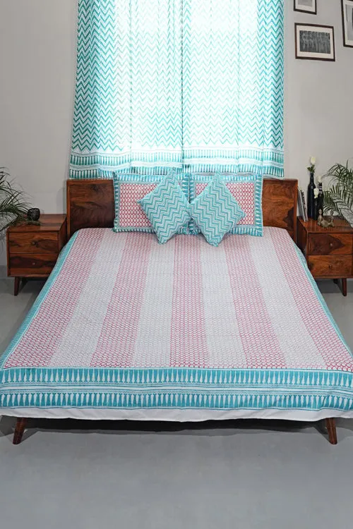 Cloud Nest Hand Block Printed Cotton Percale Bedsheet