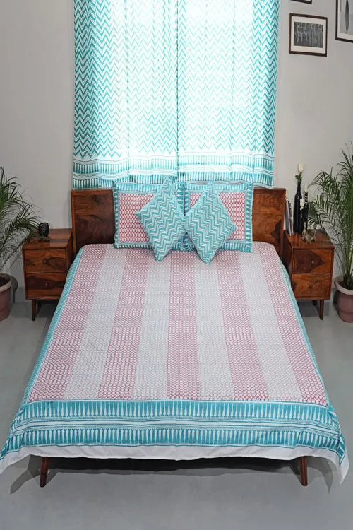 Cloud Nest Hand Block Printed Cotton Percale Bedsheet