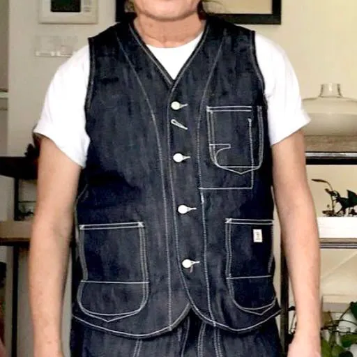 DDL 315-TYSON REGULAR FIT VEST- 13oz-INDIGO-T RINSE