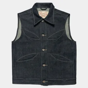 DDL 316-BEN OV REGULAR FIT 4 POCKET CONE DENIM ORGANIC COTTON VEST-12.75oz-RAW INDIGO