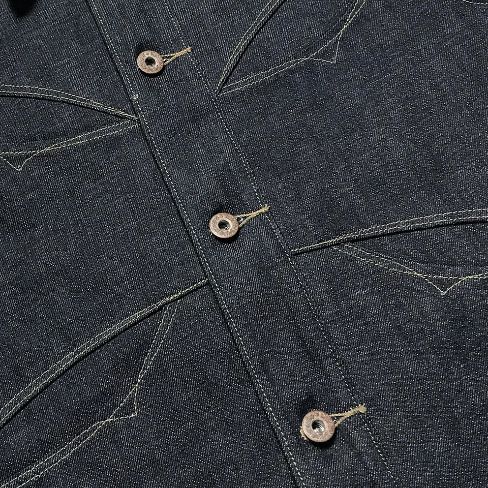 DDL 316-BEN OV REGULAR FIT 4 POCKET CONE DENIM ORGANIC COTTON VEST-12.75oz-RAW INDIGO