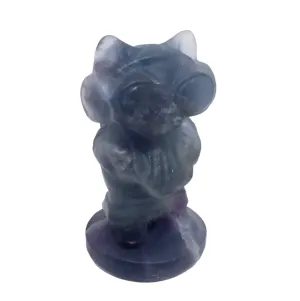 Fluorite Crystal Cool Cat Carving