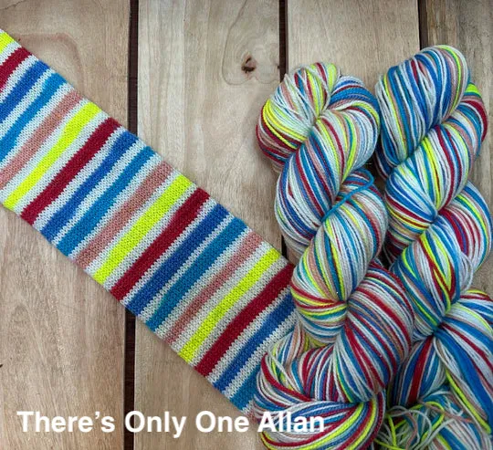 Geektastic Fibers,  Superhero Sock, Self-striping, 10/12 repeats