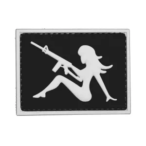 Girl with Rifle Facing Left Patch Black/Gray