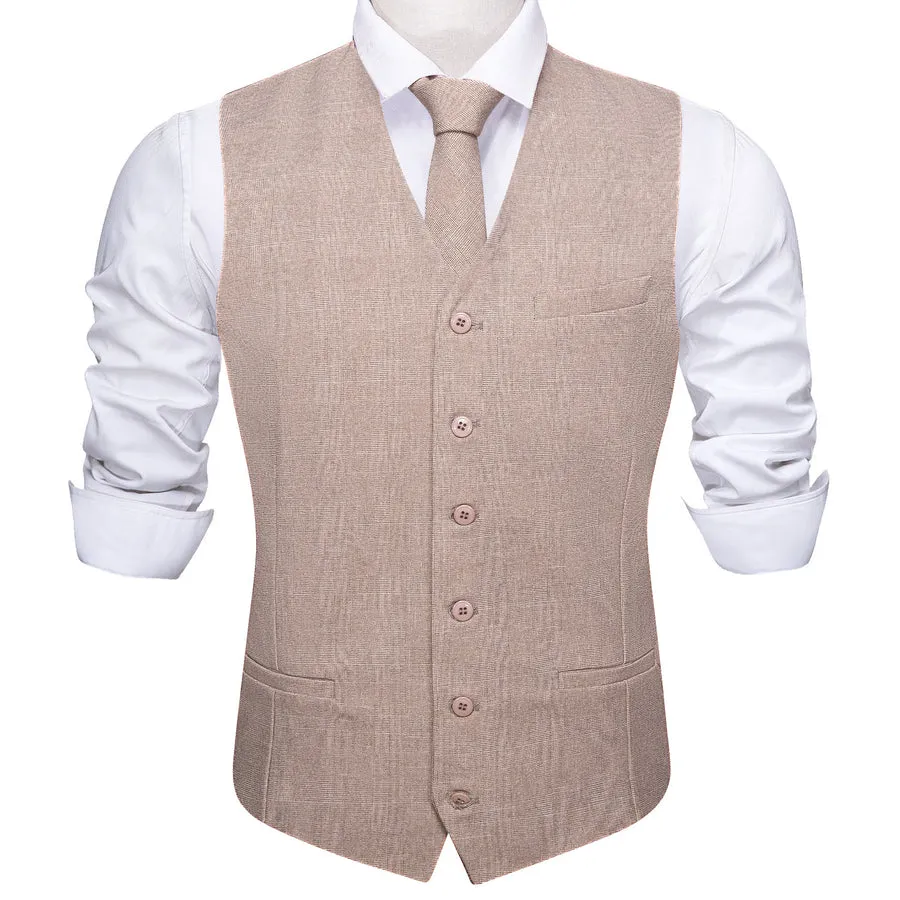Gray and Pink Solid Jacquard Vest Set - 2 Piece