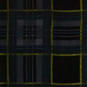 Grey, Blue and Green Tartan Silk Blend Velvet