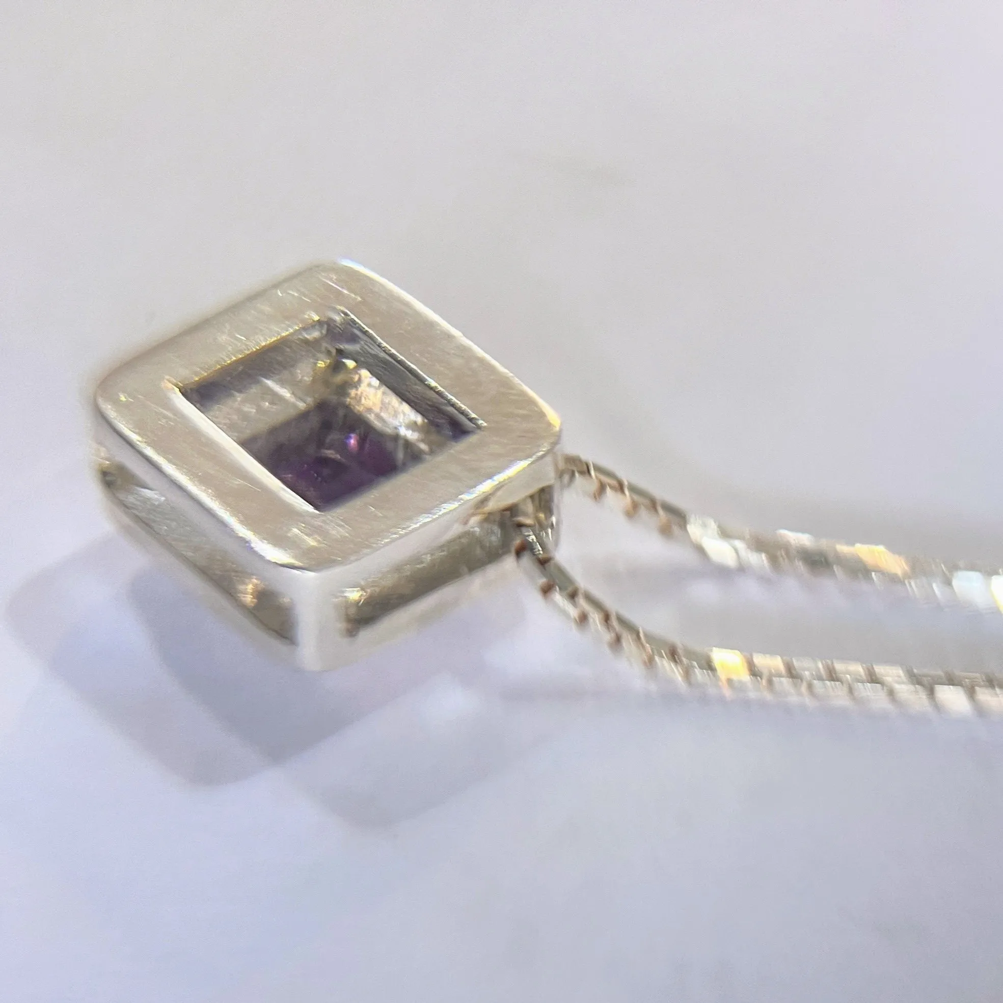 Handmade Square Cut Amethyst Necklace Pendant