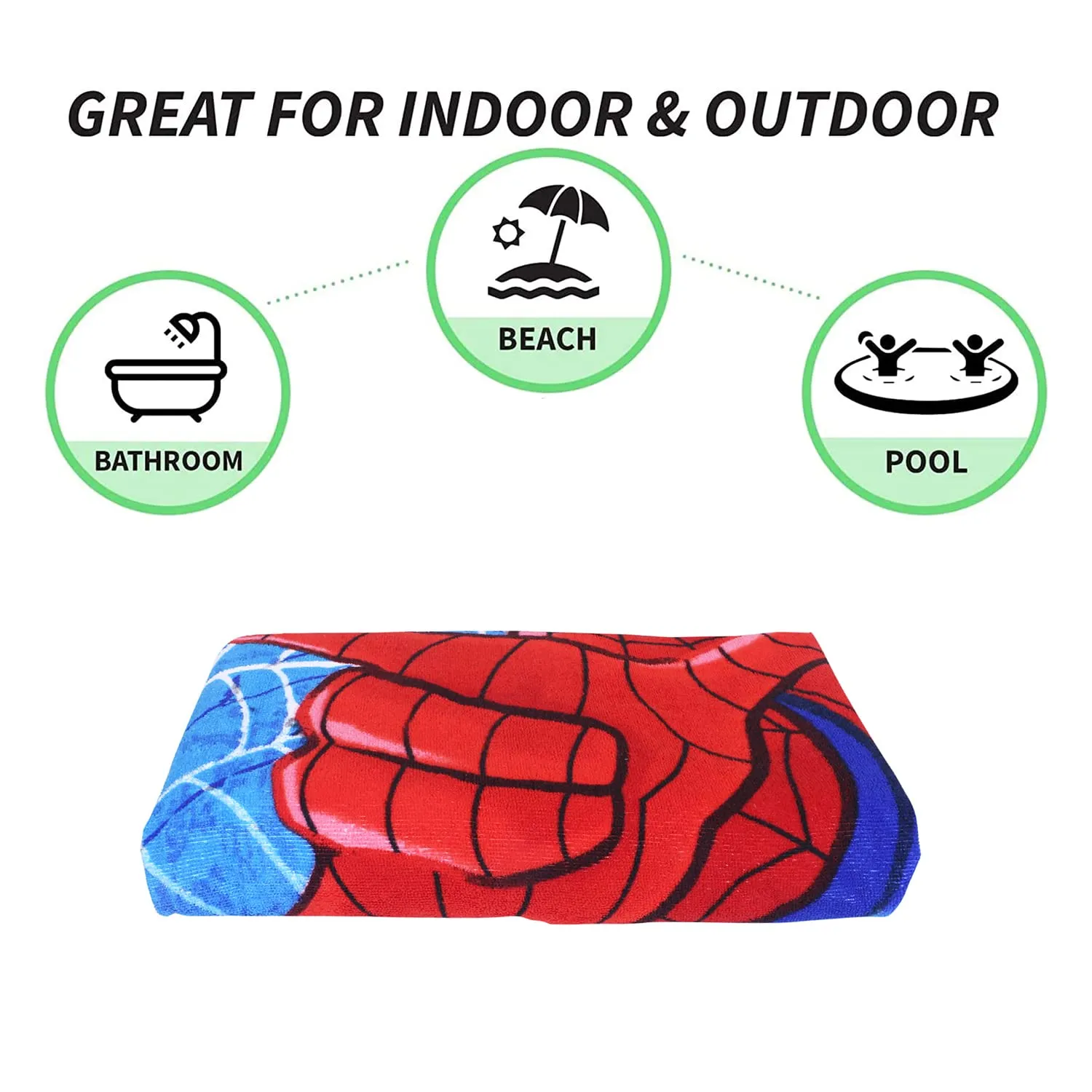 Heart Home Marvel Spiderman Kids Bath Towel|Soft Cotton Towel for Kids|Sides Stitched Baby Towel|400 GSM Toddler Bath Towel|24x48 Inch|Pack of 3 (Red)