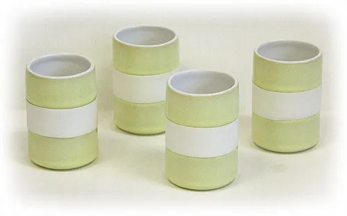 Hues & Brews 4 Piece 8 Oz. Bamboo Green Silicone Banded Mug Set - 4"