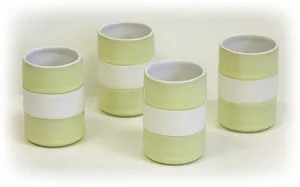 Hues & Brews 4 Piece 8 Oz. Bamboo Green Silicone Banded Mug Set - 4"