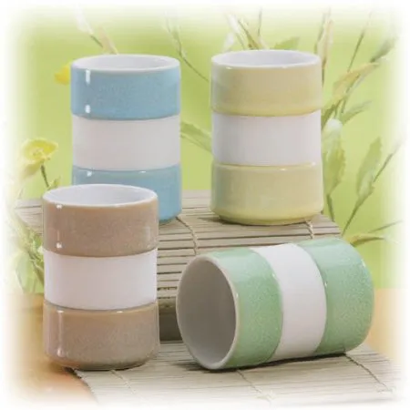 Hues & Brews 4 Piece 8 Oz. Earth-Toned Silicone Banded Mug Set - 4"