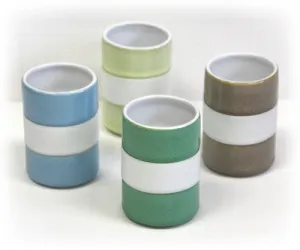 Hues & Brews 4 Piece 8 Oz. Earth-Toned Silicone Banded Mug Set - 4"