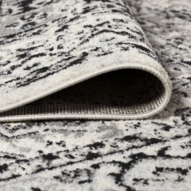 Inigo Cottage Medallion 120"L x 93"W Area Rug - Dark Gray/Cream