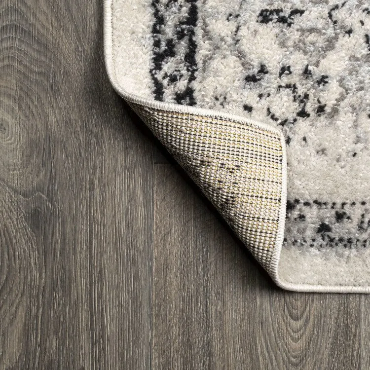 Inigo Cottage Medallion 120"L x 93"W Area Rug - Dark Gray/Cream