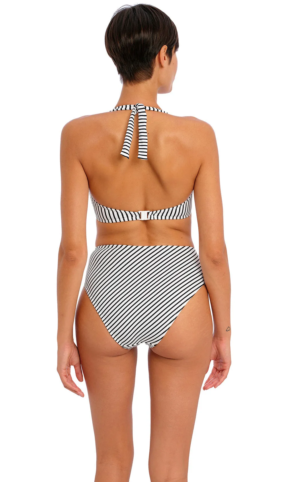 Jewel Cove Stripe Black High Waist Bikini Brief, Special Order XS - 2XL