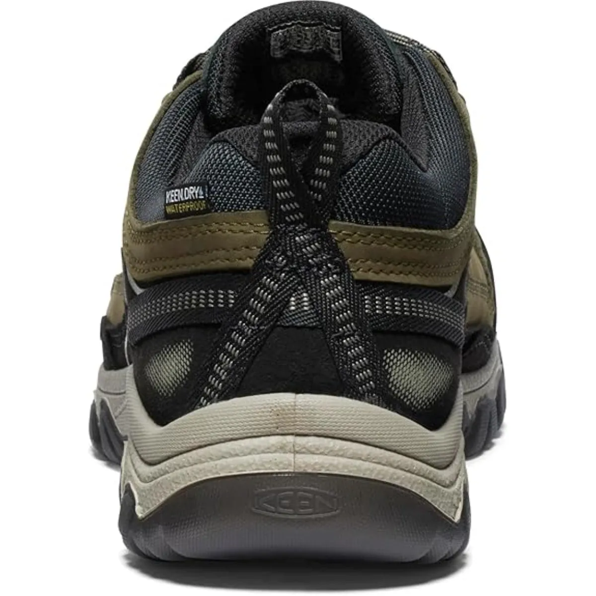 KEEN 1029003 Men's Targhee 4 Low Height Waterproof Hiking Shoes, 9.5 Wide, Dark Olive/Gold Flame