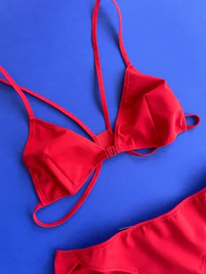La Fille d'O: Can Thrill Triangle Bikini Top - Red