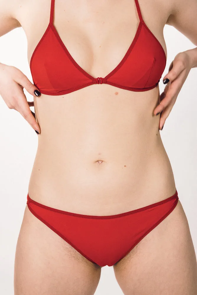 La Fille d'O: Can Thrill Triangle Bikini Top - Red
