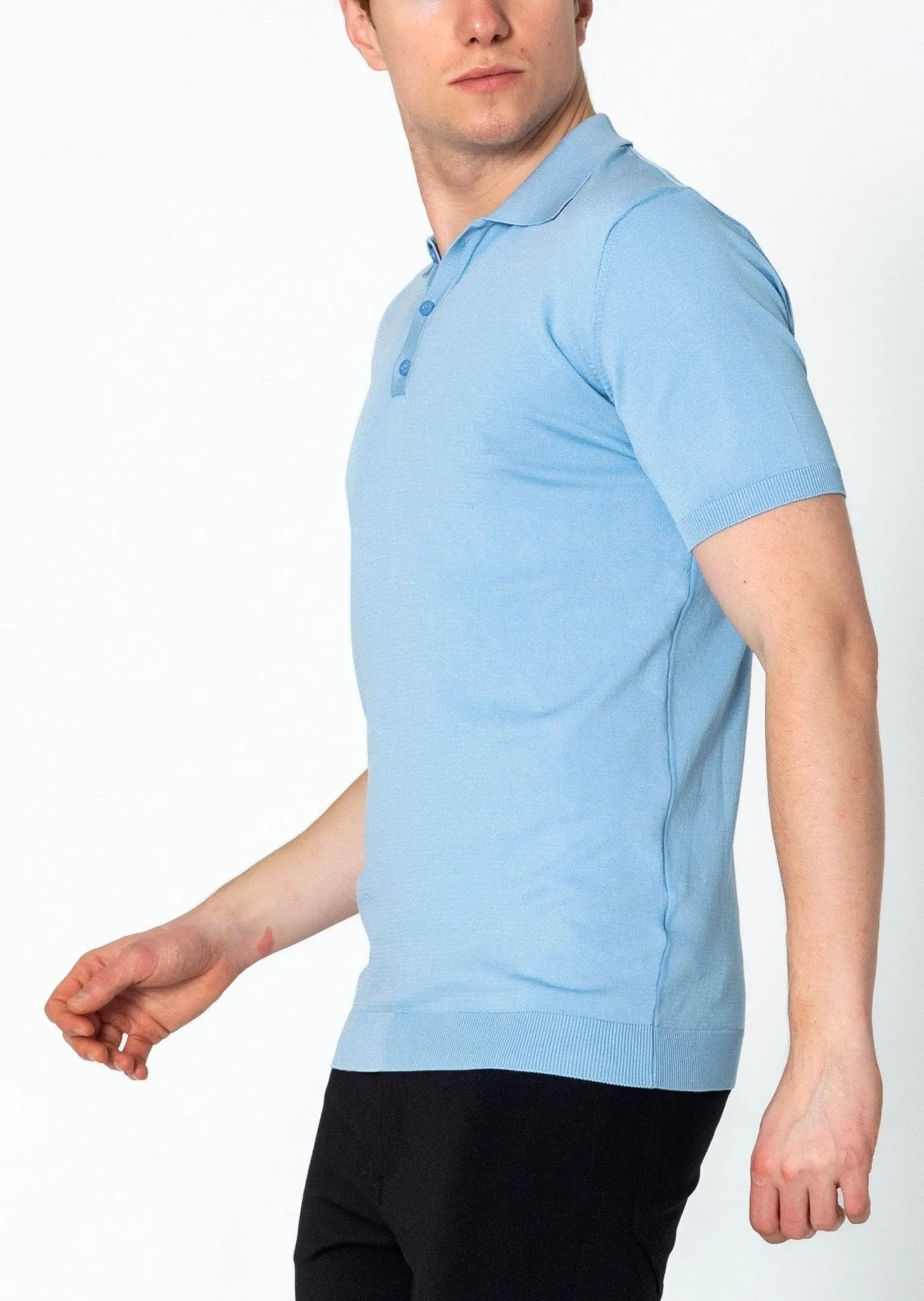 Lightweight Tonal-button Polo Tee - Blue