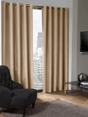 Logan - Textured Woven Blackout Eyelet Curtains in Natural