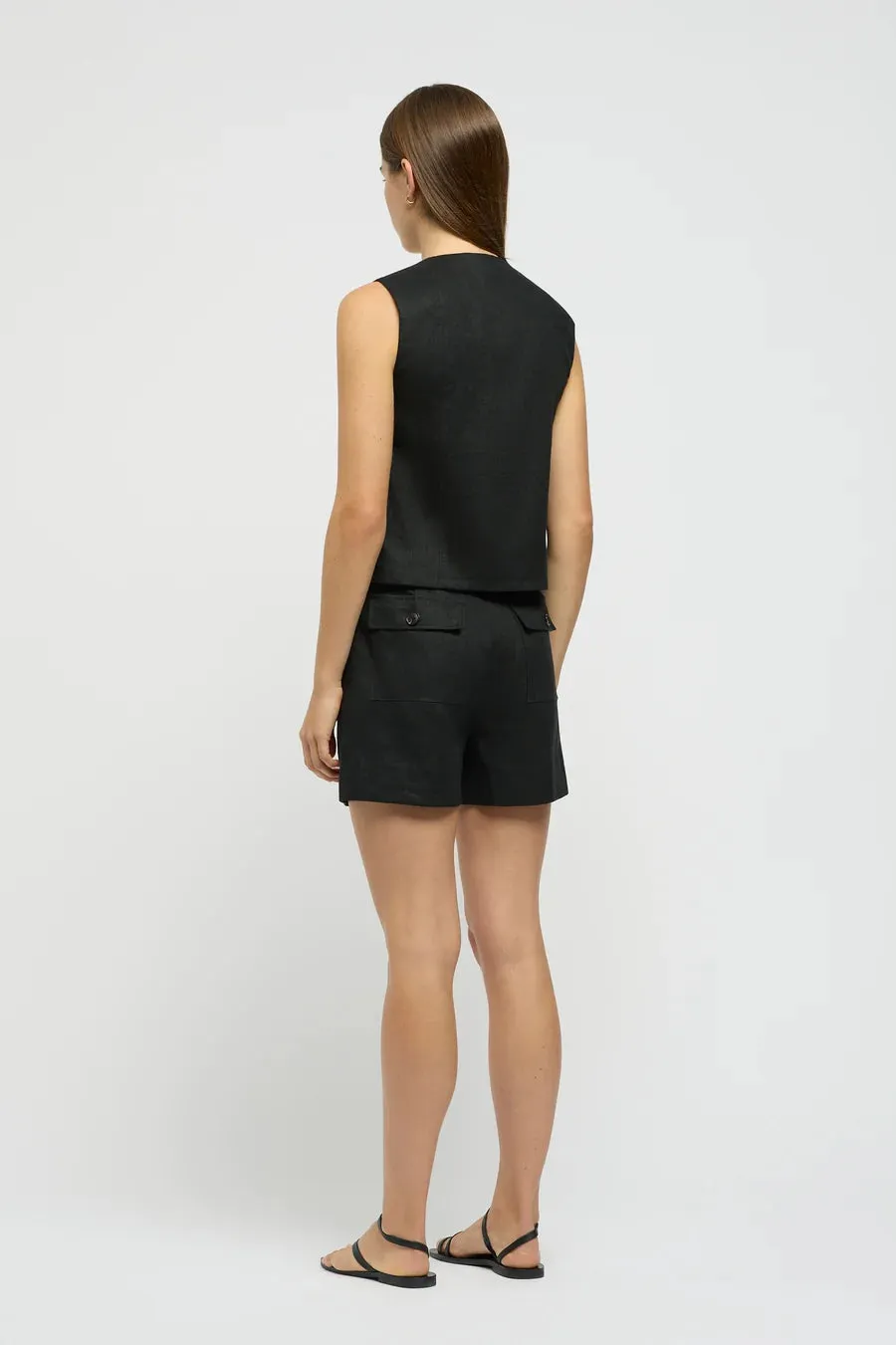 Martine Linen Waistcoat Black