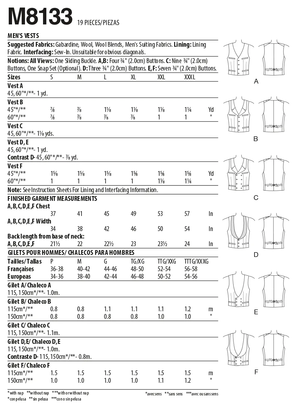 McCall's 8133 COSTUME pattern | Men's Historical Waistcoat