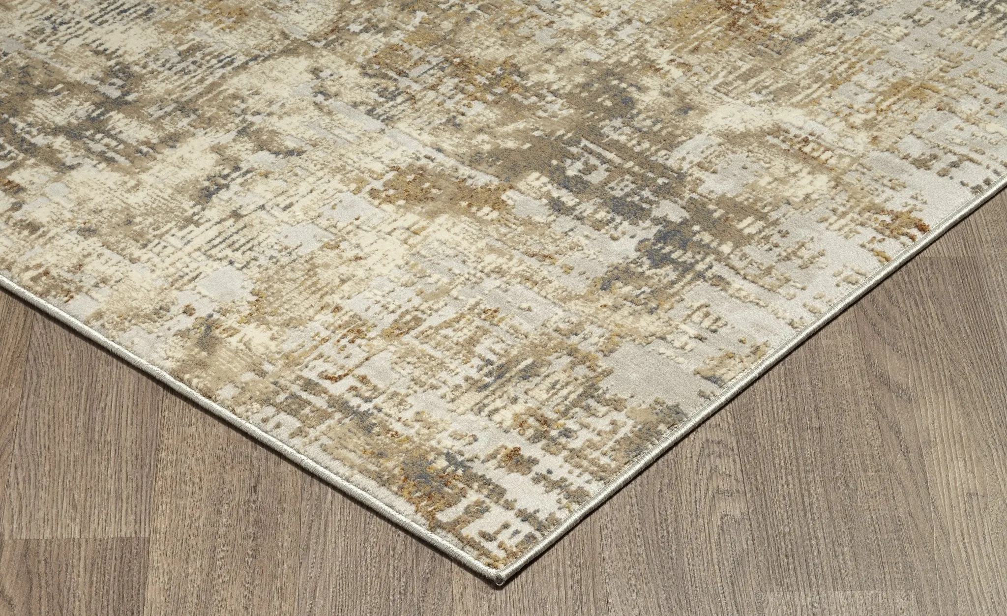 Muted Grey Ivory Distressed Striped Abstract Rug