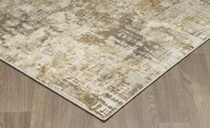 Muted Grey Ivory Distressed Striped Abstract Rug