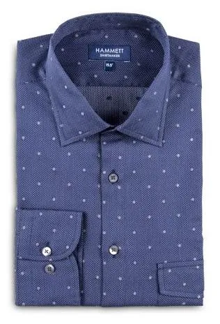 Navy Blue With Grey Spot Tailored Fit Men's Shirt